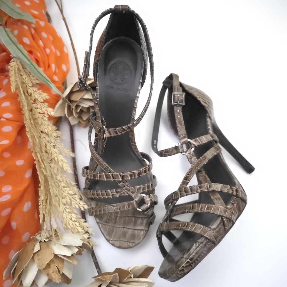 Tory Burch Brown Strappy Women's Heels Sz 9.5
